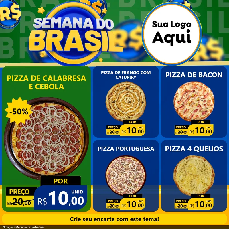 Modelo de Rede Social para Feed Facebook com o tema Semana Do Brasil para Pizzaria