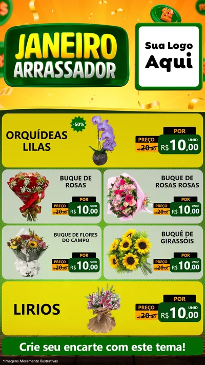 Modelo de TV para TV Vertical com o tema Janeiro Arrasador para Floricultura e jardim