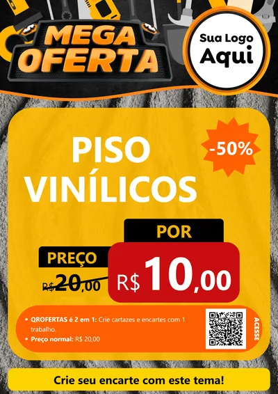 Modelo de Cartaz para Cartaz A4 Vertical com o tema Mega Oferta para Material para Construção
