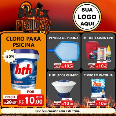 Modelo de Rede Social para Feed Facebook com o tema Black Friday para Produtos para Piscina