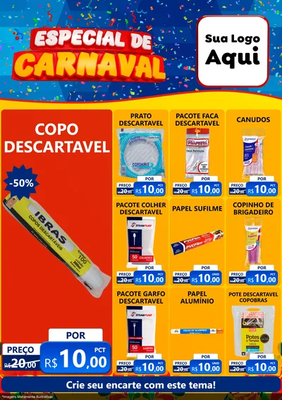 Modelo de Encarte para Encarte A4 Vertical com o tema Especial de Carnaval para Embalagens
