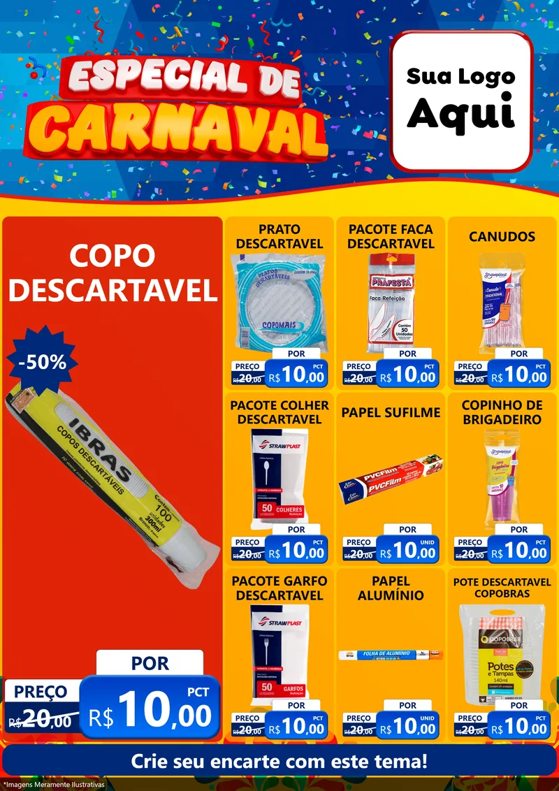 Modelo de Encarte para Encarte A4 Vertical com o tema Especial de Carnaval para Embalagens