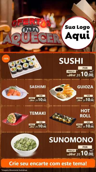 Modelo de TV para TV Vertical com o tema Ofertas Para Aquecer para Comida japonesa