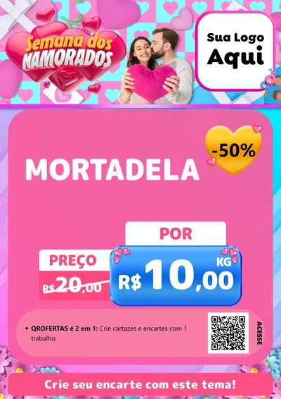 Modelo de Cartaz para Cartaz A4 Vertical com o tema Semana dos Namorados para Frios e Laticínios