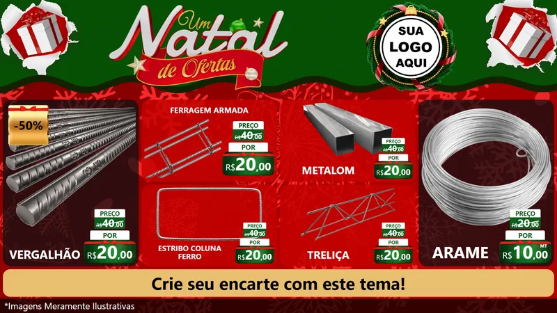 Modelo de TV para TV Horizontal com o tema Um Natal de Ofertas para Ferragens
