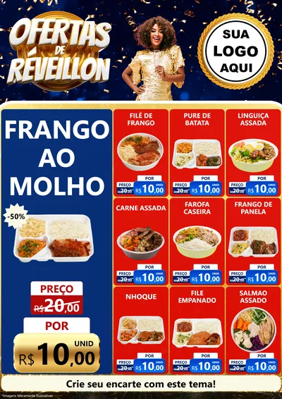 Modelo de Encarte para Encarte A4 Vertical com o tema Ofertas de Réveillon para Restaurante