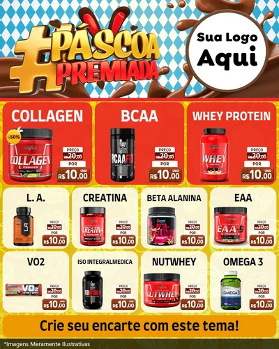 Modelo de Rede Social para Feed Instagram com o tema Páscoa Premiada para Suplementos alimentares