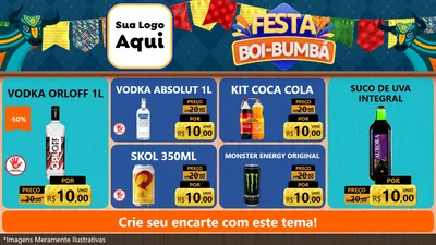 Modelo de TV para TV Horizontal com o tema Festa Boi Bumbá para Distribuidora de bebidas