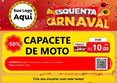 Modelo de Cartaz para Cartaz A4 Horizontal com o tema Esquenta Carnaval para Moto peças