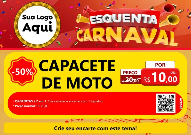 Modelo de Cartaz para Cartaz A4 Horizontal com o tema Esquenta Carnaval para Moto peças