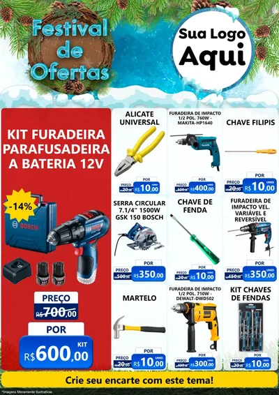 Modelo de Encarte para Encarte A4 Vertical com o tema Festival de Ofertas - Inverno para Maquinas e Ferramentas