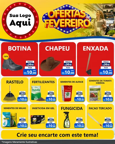 Modelo de Rede Social para Feed Instagram com o tema Ofertas de Fevereiro para Agropecuária