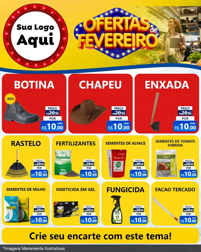 Modelo de Rede Social para Feed Instagram com o tema Ofertas de Fevereiro para Agropecuária