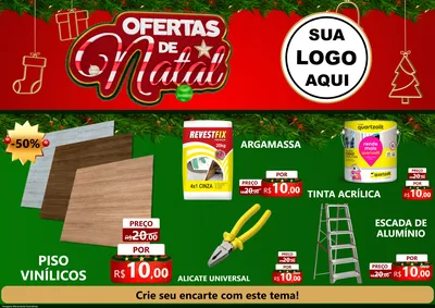 Modelo de Encarte para Encarte A4 Horizontal com o tema Ofertas de Natal para Material para Construção