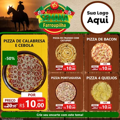 Modelo de Rede Social para Feed Facebook com o tema Especial Semana Farroupilha para Pizzaria
