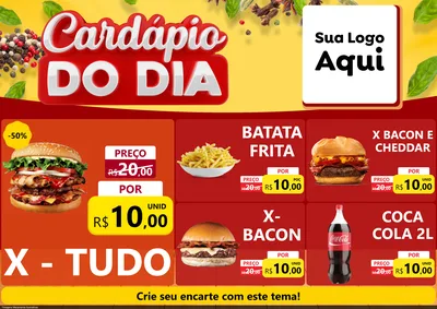 Modelo de Encarte para Encarte A4 Horizontal com o tema Cardápio do Dia para Hamburgueria