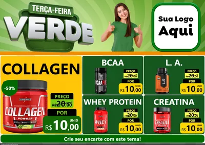 Modelo de Encarte para Encarte A4 Horizontal com o tema Terça - Feira Verde para Suplementos alimentares