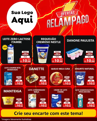 Modelo de Rede Social para Feed Instagram com o tema Ofertas Relâmpago para Frios e Laticínios