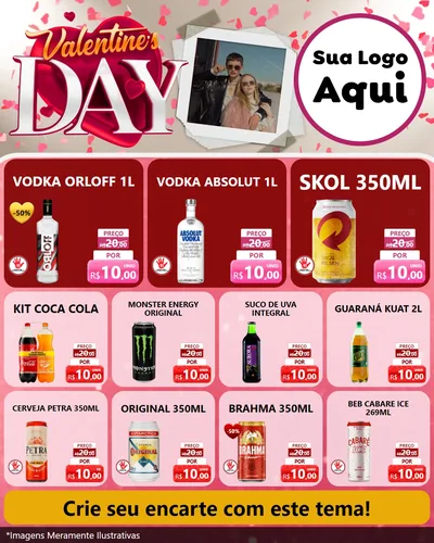 Modelo de Rede Social para Feed Instagram com o tema Valentine's Day para Distribuidora de bebidas