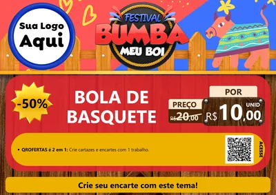 Modelo de Cartaz para Cartaz A4 Horizontal com o tema Festival Bumba Meu Boi para Artigos Esportivos