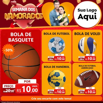 Modelo de Rede Social para Feed Facebook com o tema Semana dos Namorados para Artigos Esportivos