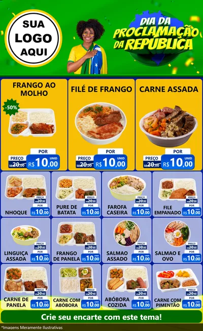 Modelo de Encarte para Encarte Grande com o tema Dia Da Proclamação Da República para Restaurante