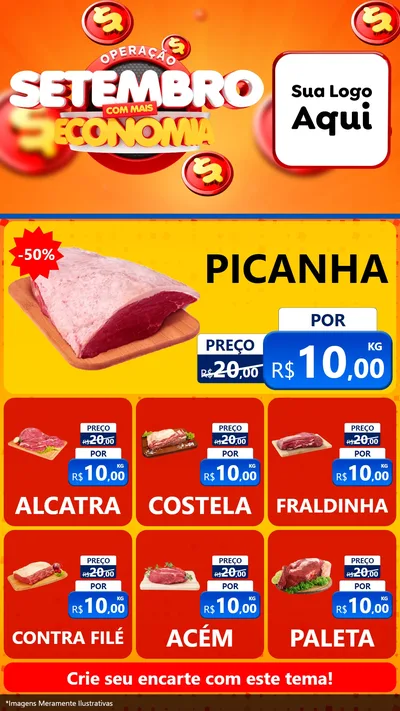 Modelo de Rede Social para Stories com o tema Operação Setembro Com Muita Economia para Açougue
