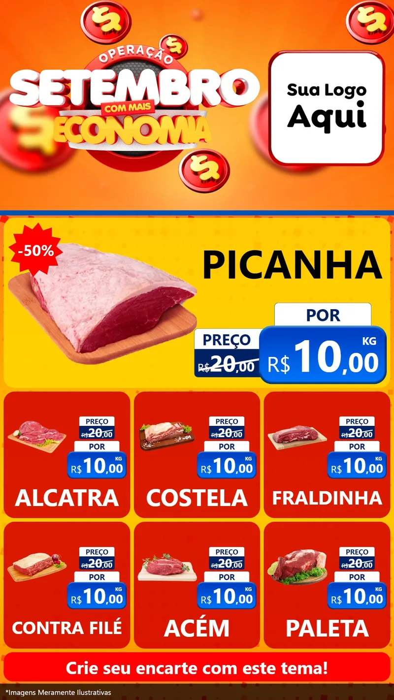 Modelo de Rede Social para Stories com o tema Operação Setembro Com Muita Economia para Açougue