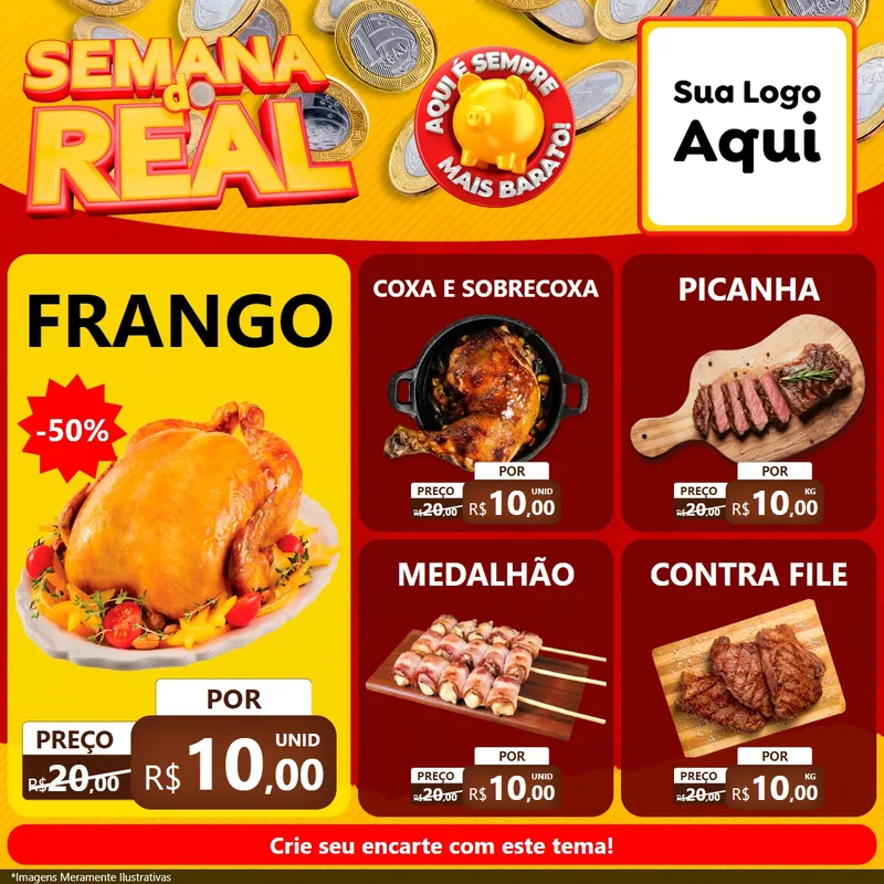 Modelo de Rede Social para Feed Facebook com o tema Semana do Real para Assados