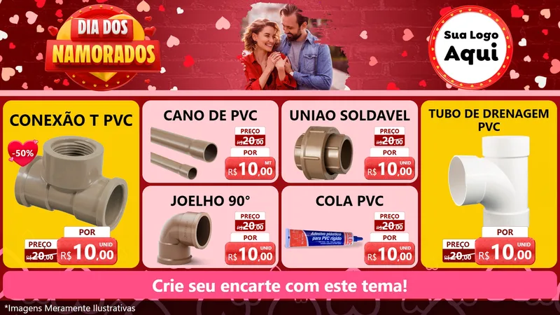 Modelo de TV para TV Horizontal com o tema Dia Dos Namorados para Tubos e conexões