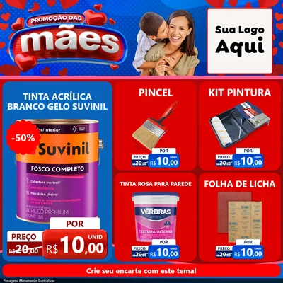 Modelo de Rede Social para Feed Facebook com o tema Promoção das Mães para Tintas e Ferramentas
