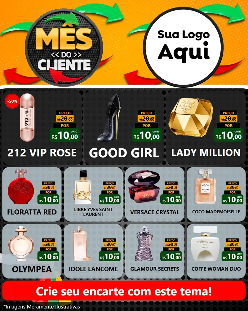 Modelo de Rede Social para Feed Instagram com o tema Mês do Cliente para Perfumes