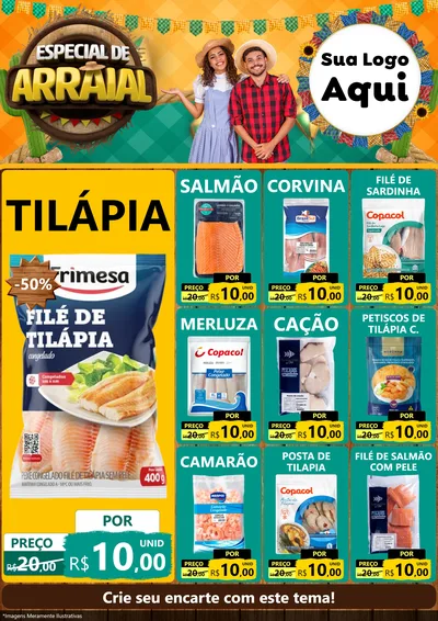Modelo de Encarte para Encarte A4 Vertical com o tema Especial De Arraial para Peixaria