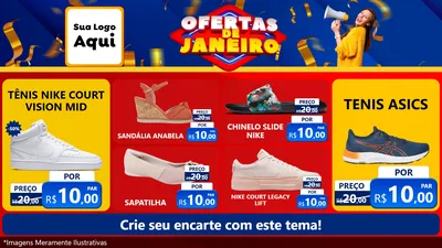 Modelo de TV para TV Horizontal com o tema Ofertas de Janeiro para Calçados
