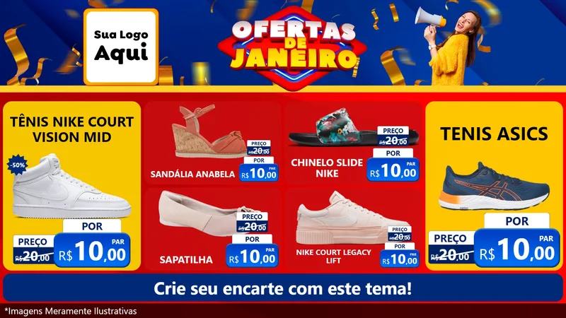 Modelo de TV para TV Horizontal com o tema Ofertas de Janeiro para Calçados