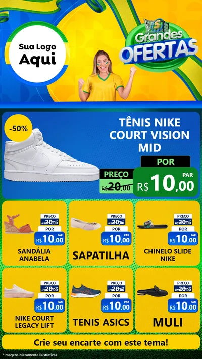 Modelo de Rede Social para Stories com o tema Grandes Ofertas para Calçados