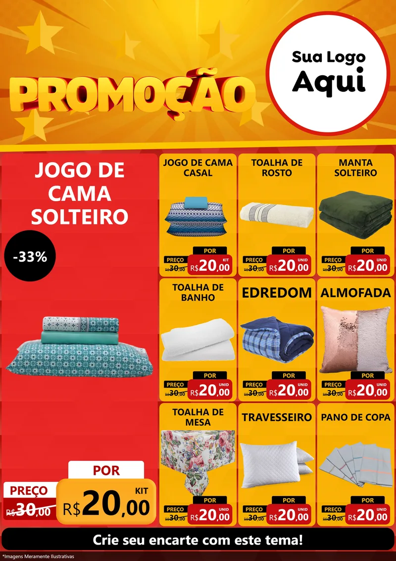 Modelo de Encarte para Encarte A4 Vertical com o tema Promoção para Cama, Mesa e Banho