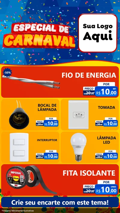 Modelo de TV para TV Vertical com o tema Especial de Carnaval para Materiais Elétricos