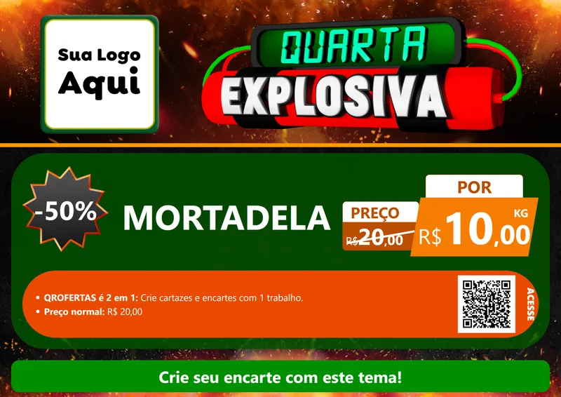 Modelo de Cartaz para Cartaz A4 Horizontal com o tema Quarta Explosiva para Frios e Laticínios
