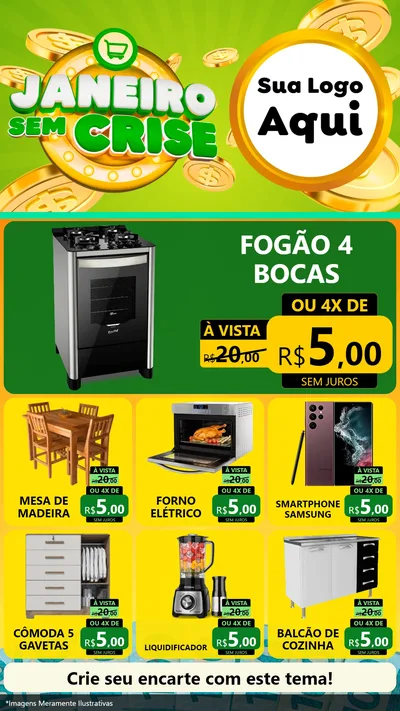 Modelo de Rede Social para Stories com o tema Janeiro Sem Crise para Móveis e Eletro