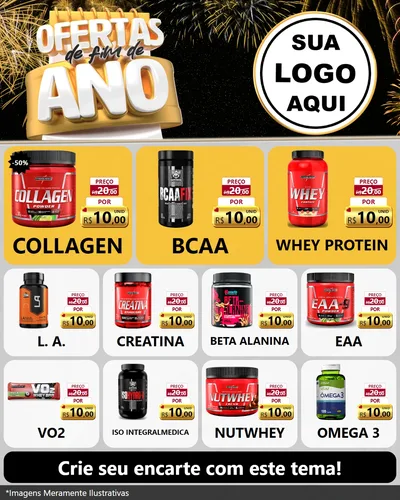 Modelo de Rede Social para Feed Instagram com o tema Ofertas de Fim de Ano para Suplementos alimentares