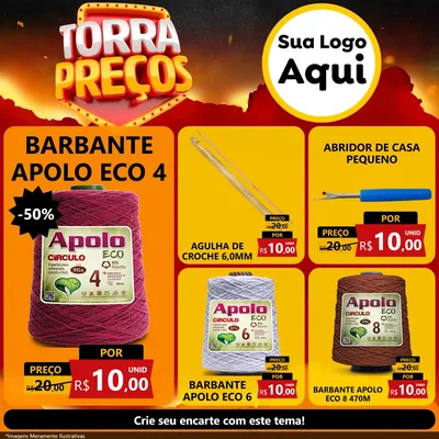 Modelo de Rede Social para Feed Facebook com o tema Torra Preços para Armarinho e Aviamentos