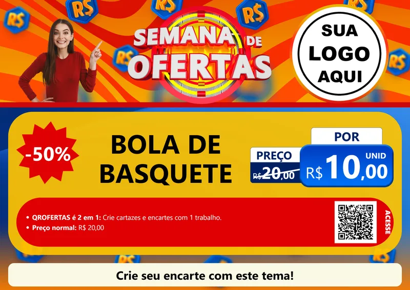 Modelo de Cartaz para Cartaz A4 Horizontal com o tema Semana de Ofertas para Artigos Esportivos