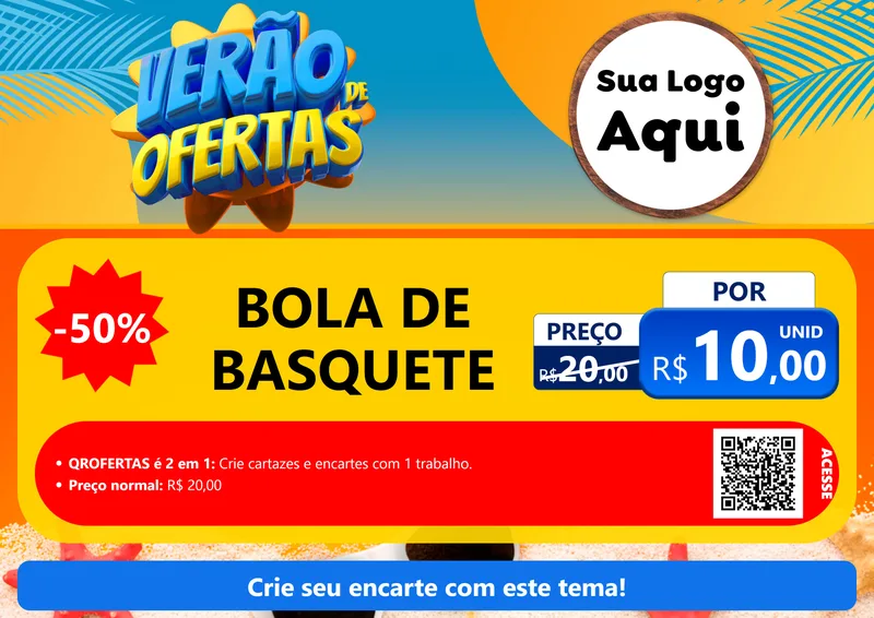 Modelo de Cartaz para Cartaz A4 Horizontal com o tema Verão de Ofertas para Artigos Esportivos