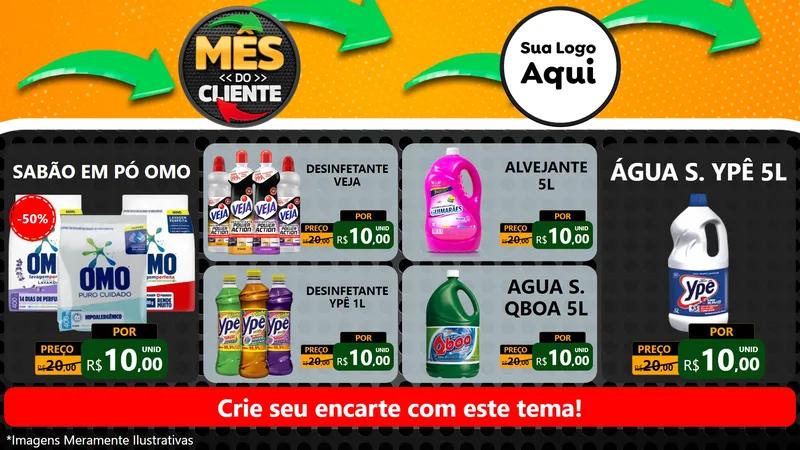 Modelo de TV para TV Horizontal com o tema Mês do Cliente para Produtos de Limpeza