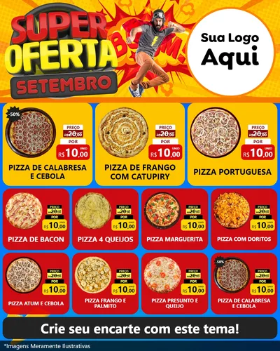 Modelo de Rede Social para Feed Instagram com o tema Super Oferta Setembro para Pizzaria