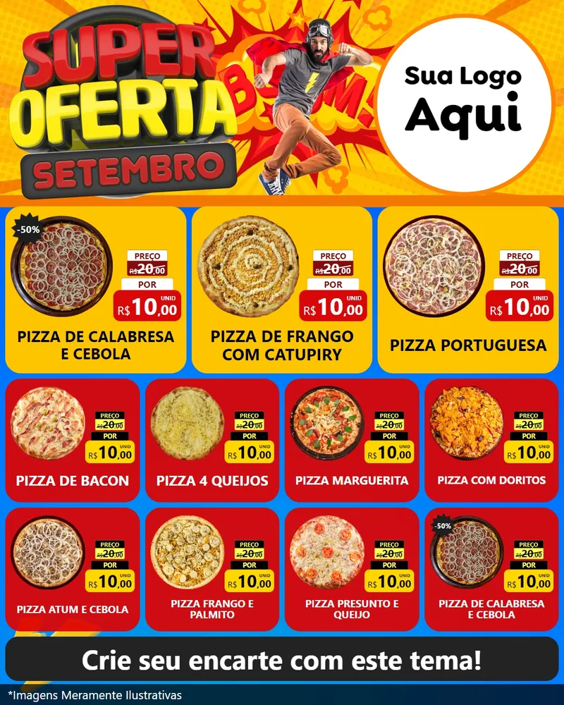 Modelo de Rede Social para Feed Instagram com o tema Super Oferta Setembro para Pizzaria