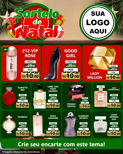 Modelo de Rede Social para Feed Instagram com o tema Sorteio de Natal para Perfumes