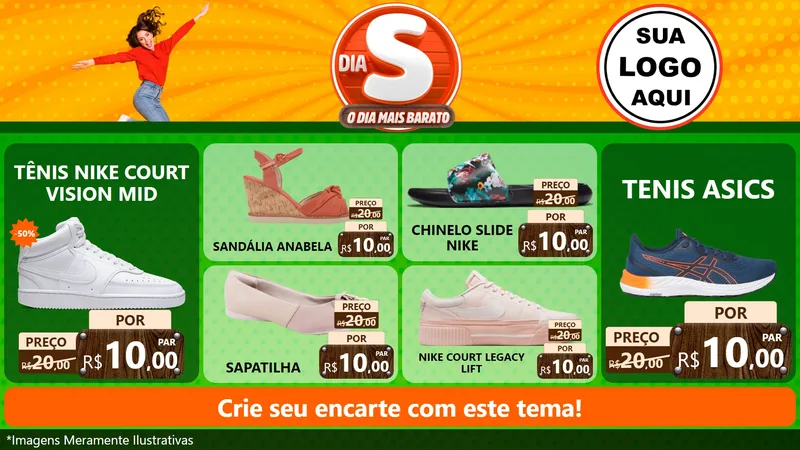 Modelo de TV para TV Horizontal com o tema Dia S - O Dia Mais Barato para Calçados
