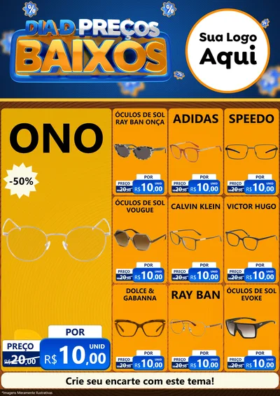 Modelo de Encarte para Encarte A4 Vertical com o tema Dia D Preço Baixo para Óticas